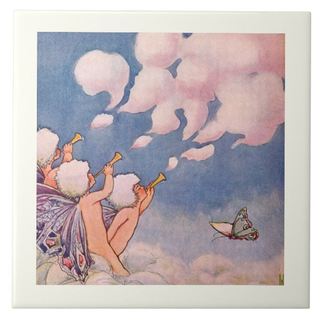 Cloud Faeries Making Clouds Ceramic Tile (Front)