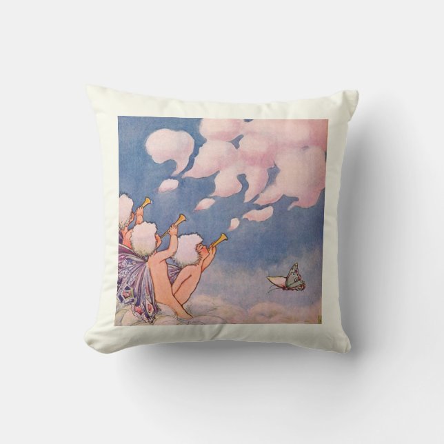 Cloud Faeries Making Clouds Cushion (Front)