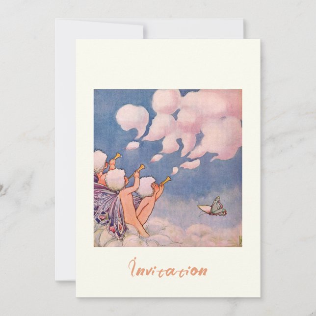 Cloud Faeries Making Clouds Invitation (Front)