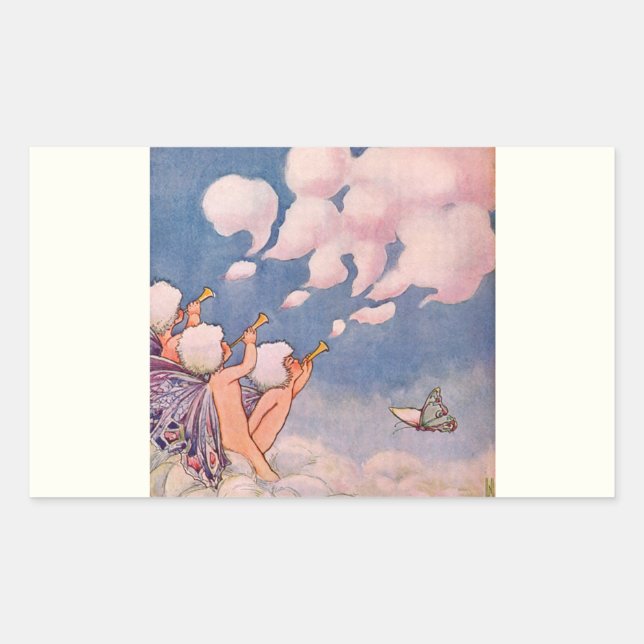 Cloud Faeries Making Clouds Rectangular Sticker (Front)