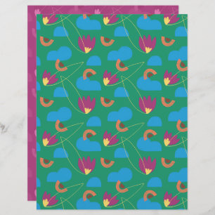 Cloud Floral Scrapbook Paper