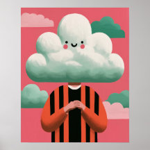 Cloud Head Character Surreal Quirky Art