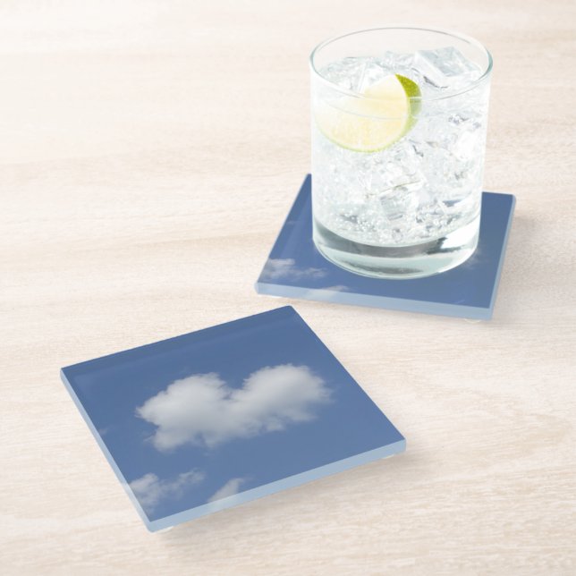 Cloud Heart  Glass Coaster (Angled)