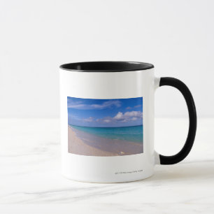 Cloud in blue sky over sandy beach mug