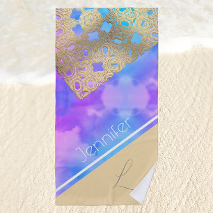 Cloud-kissed Serenity: The Golden Lace Beach Towel