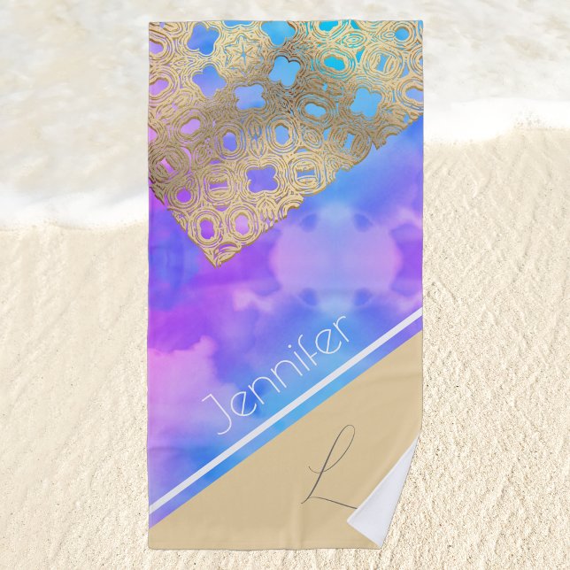 Cloud-kissed Serenity: The Golden Lace Beach Towel (Creator Uploaded)