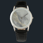 Cloud Matrix Watch<br><div class="desc">Cloud Matrix II by Jennifer Goldberger. Features a gold, mesh-like shape against a contrasting cloud-like grey background.</div>