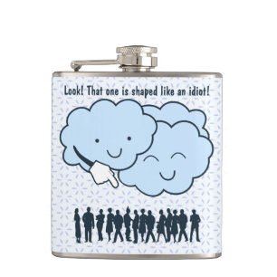 Cloud Mocks Human Shapes Funny Cartoon Hip Flask