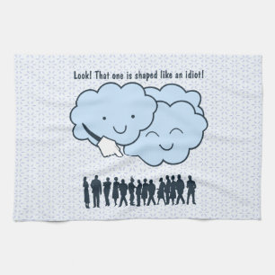 Cloud Mocks Human Shapes Funny Cartoon Tea Towel