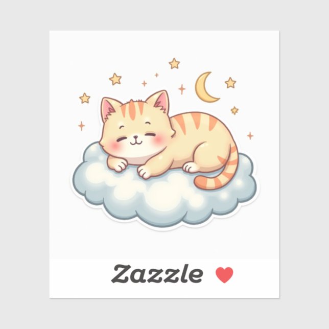 Cloud Nap Kitty – Kawaii Lazy Cat Sticker (Sheet)