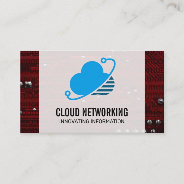 Cloud Network Logo | Binary Code | Motherboard  Business Card (Front)