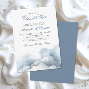 Cloud Nine 9 Elegant Blue Bridal Shower Invitation