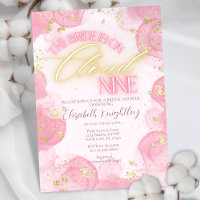 Cloud Nine 9 Glow Pink Gold Glitter Bridal Shower