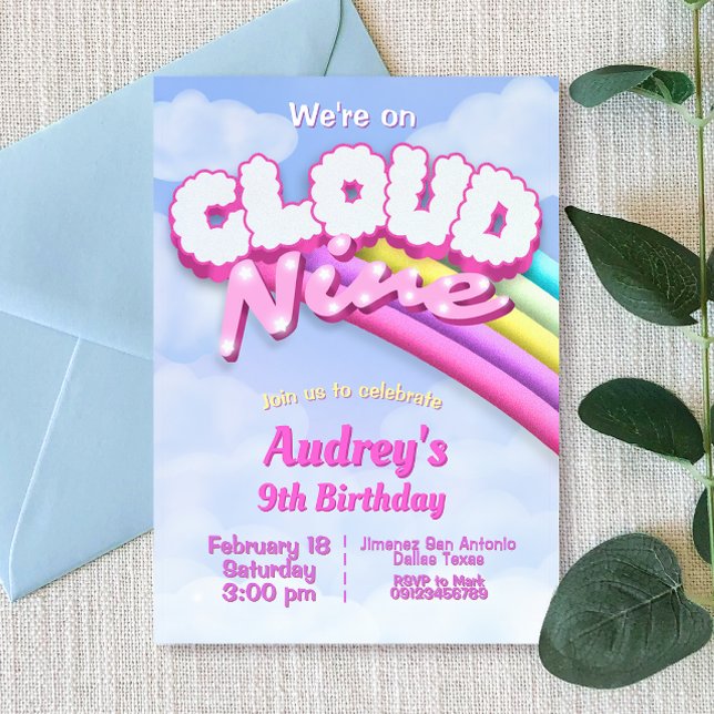 Cloud Nine - 9th Birthday Invitation (Cloud Nine - 9th Birthday Invitation)