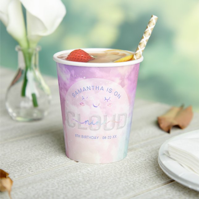 Cloud Nine 9th Birthday Paper Cups – Kawaii Pastel (Insitu)
