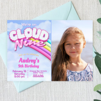 Cloud Nine - 9th Birthday with Photo Invitation