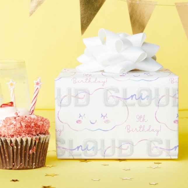 Cloud Nine 9th Birthday Wrapping Paper – Pastel Sk (Birthday Party)
