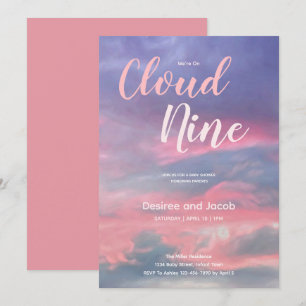 Cloud Nine Baby Girl Pink Blue Shower Invitations