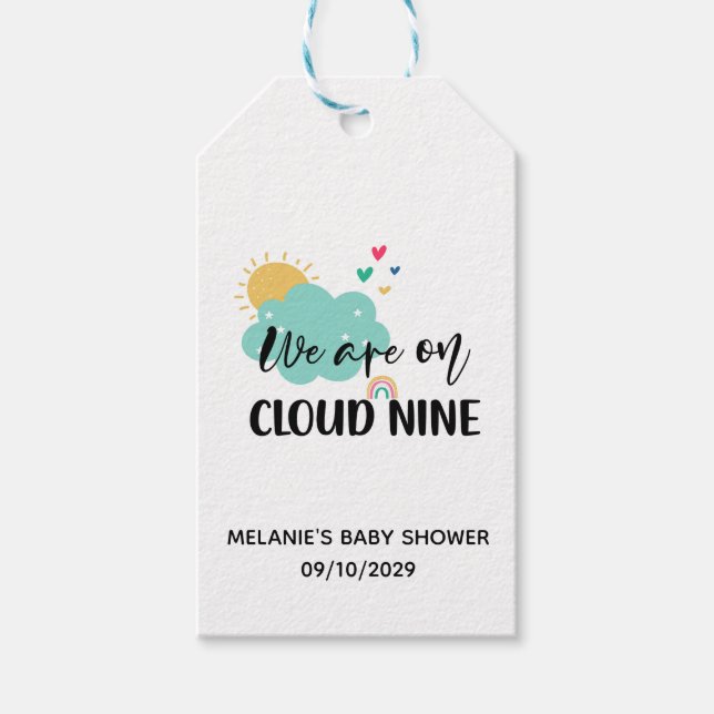 Cloud Nine Baby Shower  Gift Tags (Front)