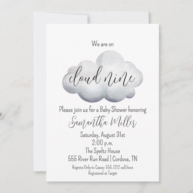 Cloud Nine Baby Shower Invitation (Front)