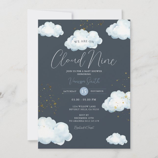 Cloud Nine Baby Shower Neutral Little Cloud Invitation (Front)