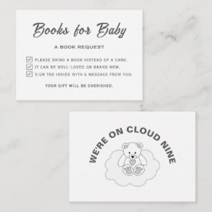 Cloud Nine Baby Shower Please Bring A Book Enclosure Card