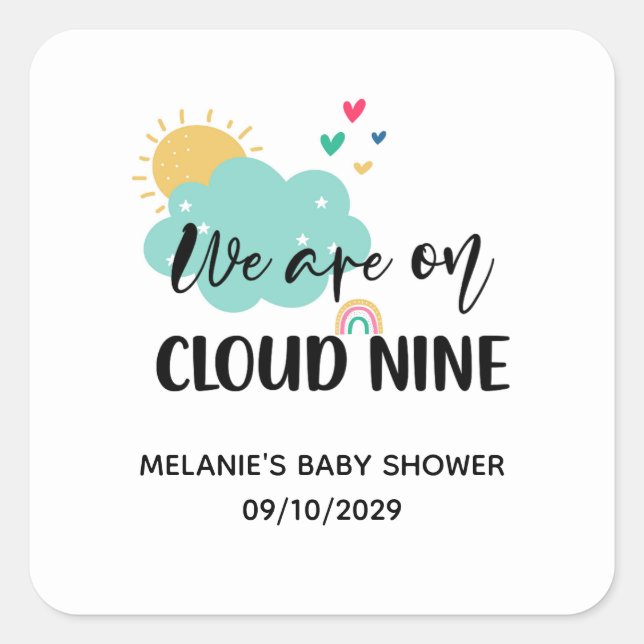 Cloud Nine Baby Shower  Square Sticker (Front)