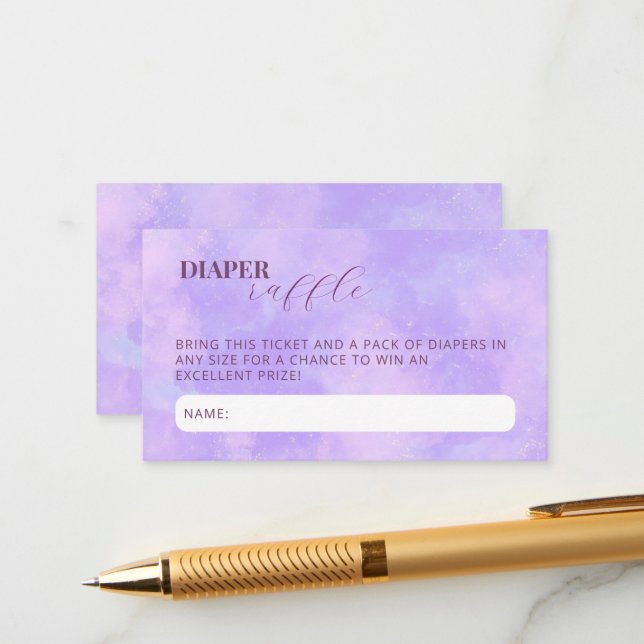 Cloud Nine Baby Shower Tender Diaper Raffle  Enclosure Card (Front/Back In Situ)