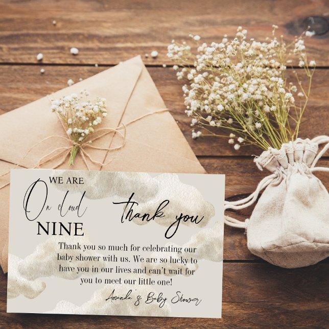 Cloud Nine Beige Gender Neutral Baby Shower Thank You Card (Creator Uploaded)