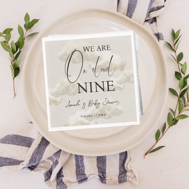 Cloud Nine Beige Gender Neutral Sky Baby Shower Napkin (Creator Uploaded)