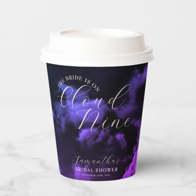 Cloud nine Black Celestial Galaxy Bridal Shower Paper Cups (Front)
