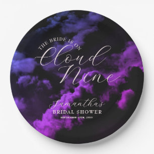 Cloud nine Black Celestial Galaxy Bridal Shower Paper Plate