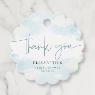 Cloud Nine Blue and White Bridal Shower thank you Favour Tags