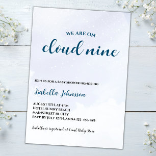 Cloud Nine Blue Clouds Boy Baby Shower Invitation