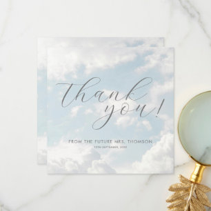 Cloud Nine Blue Cloudy Sky Elegant Bridal Shower  Thank You Card