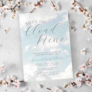 Cloud Nine Blue Cloudy Sky Modern Bridal Shower Invitation