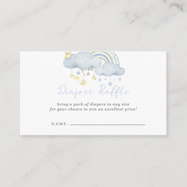 Cloud Nine Boy Baby Shower Diaper Raffle Enclosure Card (Front)