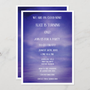 Cloud Nine Boys Girls 1st First Birthday QR Code Invitation