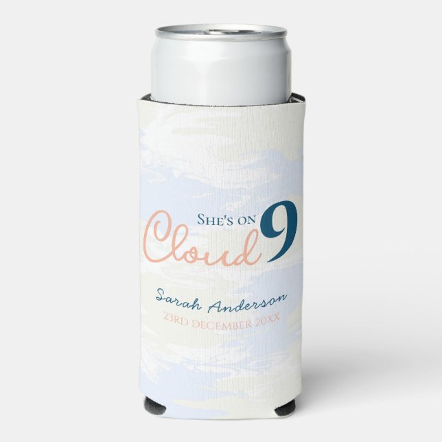Cloud Nine Bridal Shower Modern Seltzer Can Cooler (Seltzer Front)