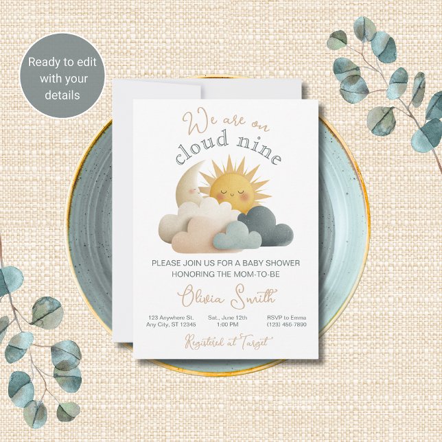 Cloud Nine Celestial Baby Shower Invitation (Creator Uploaded)
