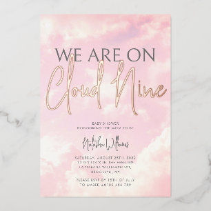 Cloud Nine Clouds Sky Baby Shower Foil Invitation