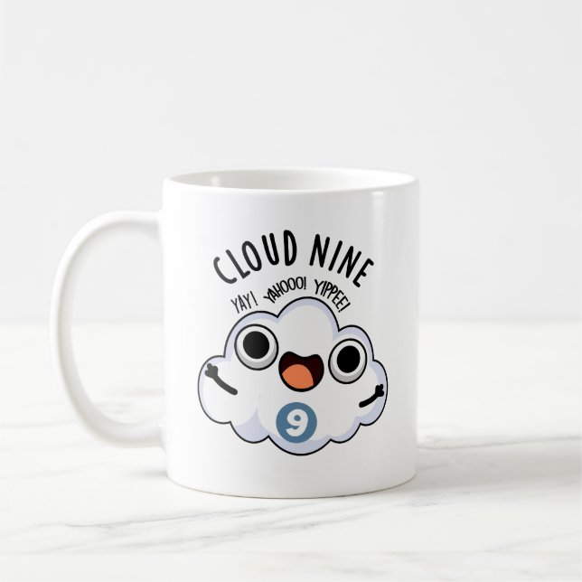 Cloud Nine Funny Weather Pun  Coffee Mug (Left)