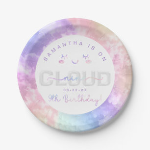 Cloud Nine Girl 9th Birthday Party Pastel Paper Plate