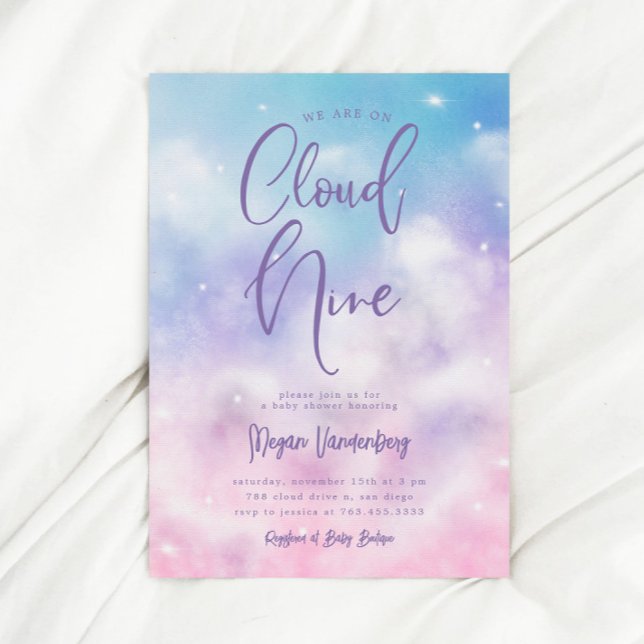 Cloud Nine Girl Baby Shower Invitation (Creator Uploaded)