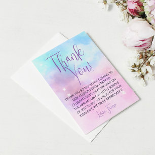 Cloud Nine Girl Baby Shower  Thank You Card