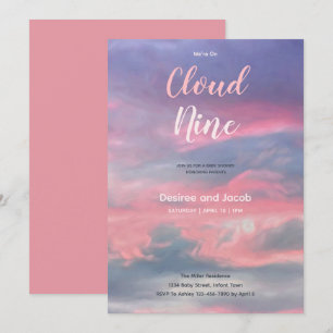 Cloud Nine Girl Pink Blue Baby Shower Invitations