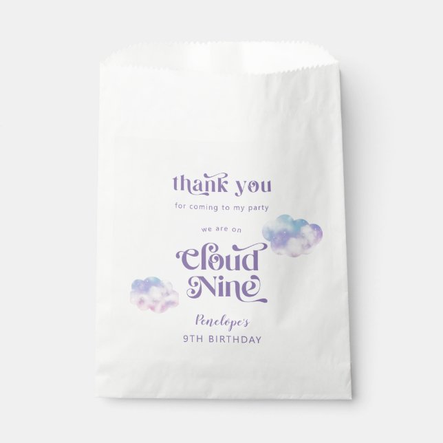 Cloud Nine Girl's 9th Birthday Party Favour Bag (Front)