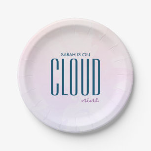 Cloud Nine Pastel Minimalist Modern Bridal Shower Paper Plate