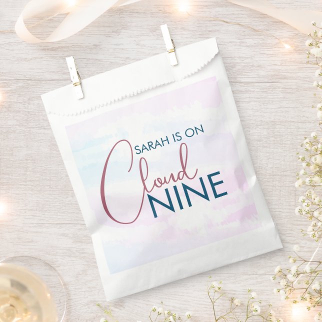 Cloud Nine Pastel Pink Bridal Shower Favour Bag (Clipped)