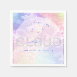 Cloud Nine Pastel Sky Kawaii 9th Birthday Party Napkin